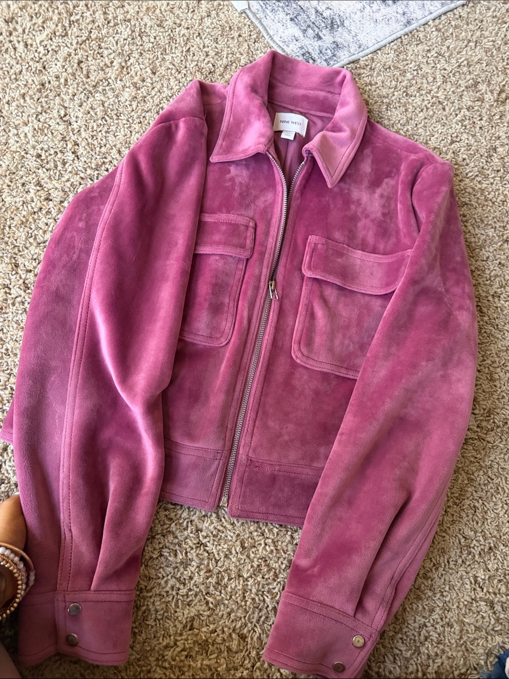 Nine West Rose Pink Suede Zip Jacket